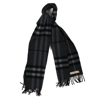 BURBERRY Cashmere Giant Check Scarf Grey