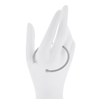 DAVID YURMAN Sterling Silver Diamond Cultured Pearl 4mm Cable Classics Bracelet