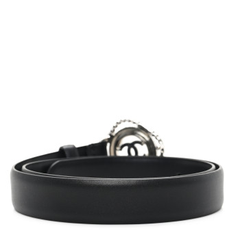 CHANEL Calfskin Crystal CC Lifesaver Belt 75 30 Black