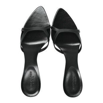 SAINT LAURENT Calfskin Maine Liscio Carla 60 Mules 37 Black