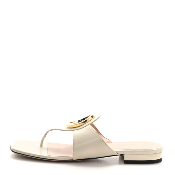 GUCCI Malaga Kid Blondie Thong Sandals 37.5 Mystic White