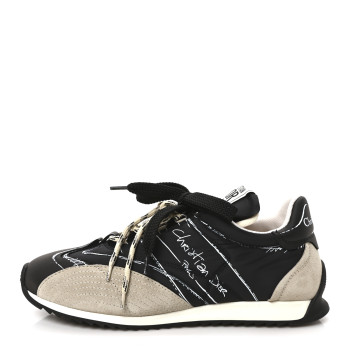 CHRISTIAN DIOR Calfskin Nylon Womens D-Sketch Sneakers 38.5 Black
