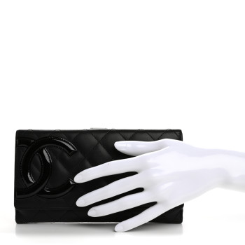 CHANEL Calfskin Quilted Cambon Tri-Fold Wallet Black