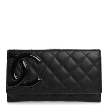 CHANEL Calfskin Quilted Cambon Tri-Fold Wallet Black