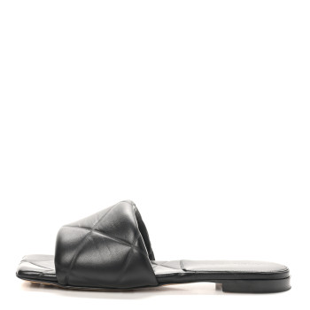 BOTTEGA VENETA Nappa Quilted Rubber Lido Flat Sandals 37 Black
