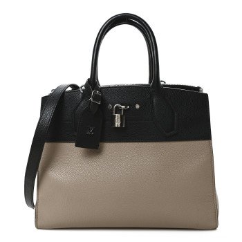LOUIS VUITTON Taurillon City Steamer MM Black Beige