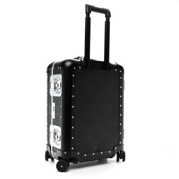 GUCCI Aluminum GG Piuma Calfskin Jumbo GG Embossed Porter Cabin Plus Trolley Black
