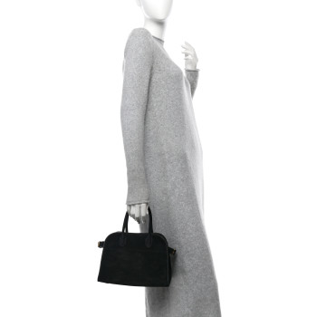 THE ROW Suede Soft Margaux 10 Bag Black