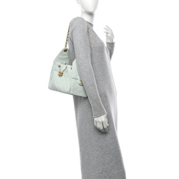 CHANEL Caviar Quilted Small Chanel 25 Handbag Light Green