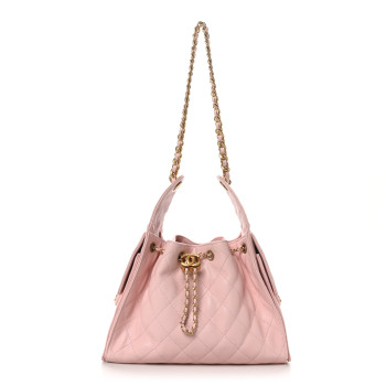 CHANEL Caviar Quilted Small Chanel 25 Handbag Light Pink