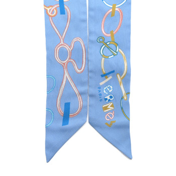 HERMES Silk Do Re Boucles Twilly Bleu Ciel Blue Cob