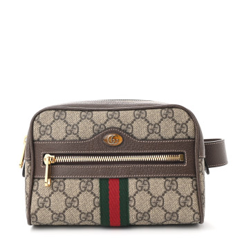 GUCCI GG Supreme Monogram Web Small Ophidia Belt Bag 75 30 Dark Brown