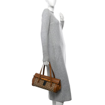 GUCCI Monogram Bamboo Bullet Satchel Brown