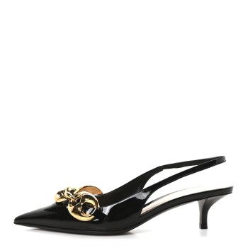 GUCCI Vernice Crystal Nappa Charlotte Marina Slingback Pumps 36.5 Black
