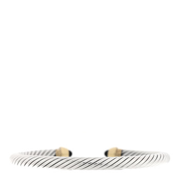 DAVID YURMAN Sterling Silver 14K Yellow Gold Black Onyx 5mm Cable Classics Petite Color Bracelet