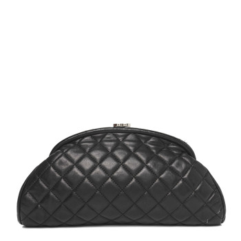 CHANEL Lambskin Quilted Timeless Clutch Black