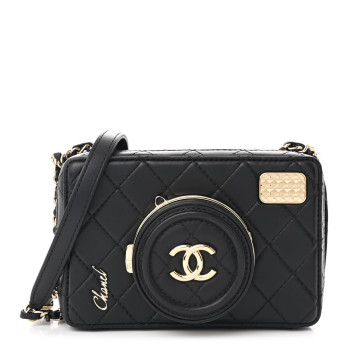 CHANEL Lambskin Quilted Coco Click Bag Black