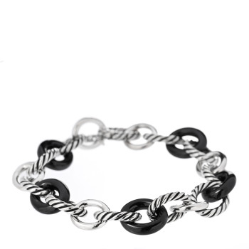 DAVID YURMAN Sterling Silver Ceramic 13mm Large Oval Link Bracelet Black