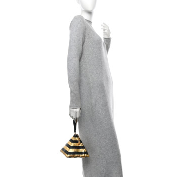 CHANEL Metallic Lambskin CC Kheops Pyramid Bag Gold Black