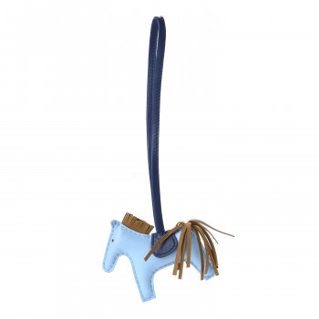 HERMES Milo Lambskin Grigri Rodeo Horse Bag Charm PM Celeste Bleu De Malte Kraft