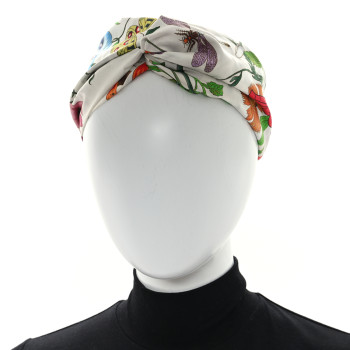 GUCCI Silk Floral Headband M White Multicolor