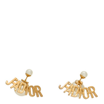 CHRISTIAN DIOR Metal Pearl J'Adior Tribal Earrings Gold