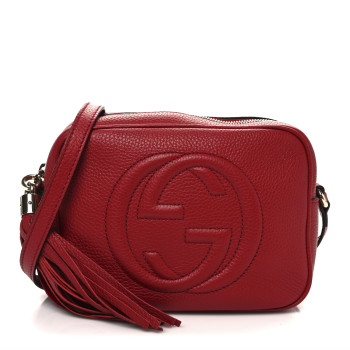 GUCCI Pebbled Calfskin Small Soho Disco Bag Tabasco Red