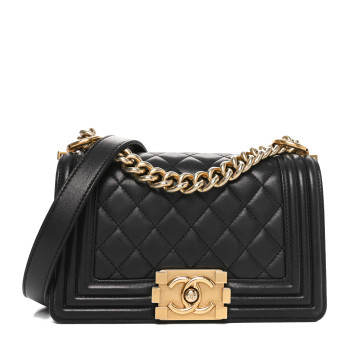 CHANEL Lambskin Quilted Small Boy Flap Black