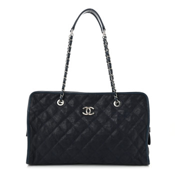 CHANEL Caviar Quilted French Riviera Tote Blue