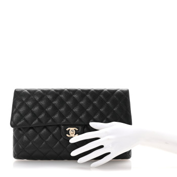 CHANEL Caviar Quilted Flap Clutch Black