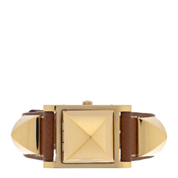 HERMES Stainless Steel Courchevel 23mm Medor Quartz Watch Gold