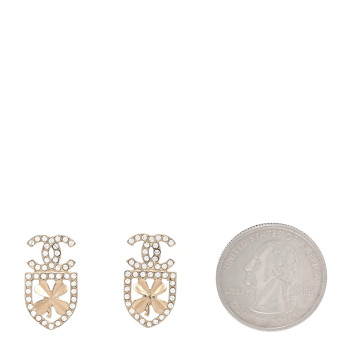 CHANEL Crystal CC Sergeant Chanel Earrings Gold