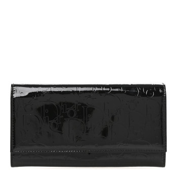 CHRISTIAN DIOR Patent Ultimate Rendez-vous Chain Wallet Black