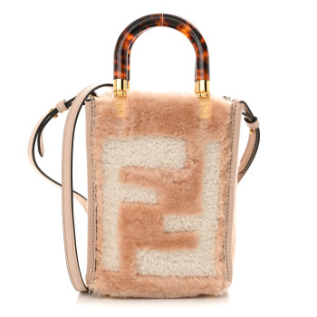 FENDI Shearling Plexiglass FF Mini Fendi Sunshine Shopper Soap White