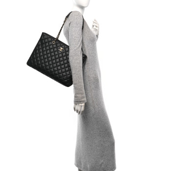 CHANEL Calfskin Quilted Large Shopping Tote Black