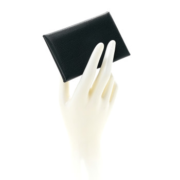 HERMES Chevre Mysore Duo Calvi Card Case Bleu Abysse
