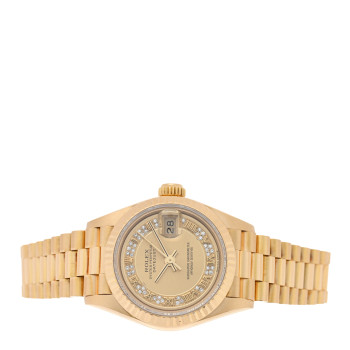 ROLEX 18K Yellow Gold Diamond 26mm Datejust President Watch Champagne 69178