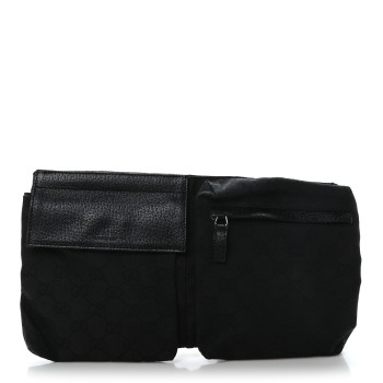 GUCCI GG Monogram Double Pocket Belt Bag Black