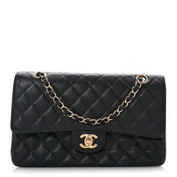 CHANEL Caviar Quilted Medium Double Flap Black