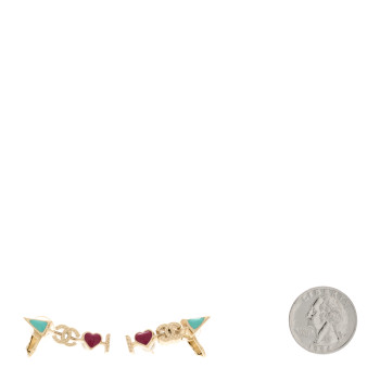 CHANEL Enamel I Heart CC Earrings Gold