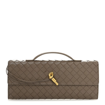 BOTTEGA VENETA Nappa Intrecciato Long Andiamo Top Handle Clutch Pinecone