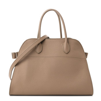 THE ROW Matte Grained Calfskin Soft Margaux 12 Dark Taupe
