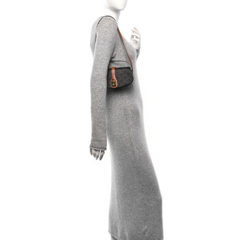 CELINE Triomphe Canvas Calfskin Tabou Clutch on Strap Tan