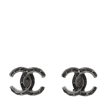CHANEL CC Stud Earrings Ruthenium