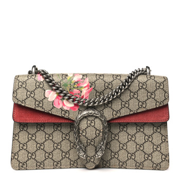 GUCCI GG Supreme Monogram Blooms Small Dionysus Shoulder Bag Beige Multicolor Dry Rose