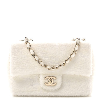 CHANEL Sequin Mini Rectangular Flap White
