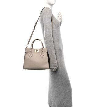 LOUIS VUITTON Calfskin Monogram On My Side MM Greige