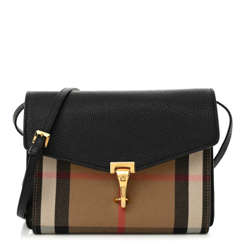 BURBERRY Derby Calfskin House Check Small Macken Crossbody Bag Black