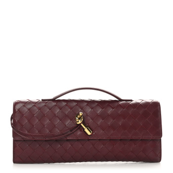 BOTTEGA VENETA Nappa Intrecciato Long Andiamo Top Handle Clutch Barolo