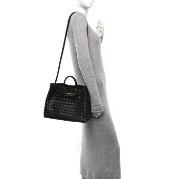 BOTTEGA VENETA Nappa Intrecciato Medium Andiamo Shoulder Bag Black